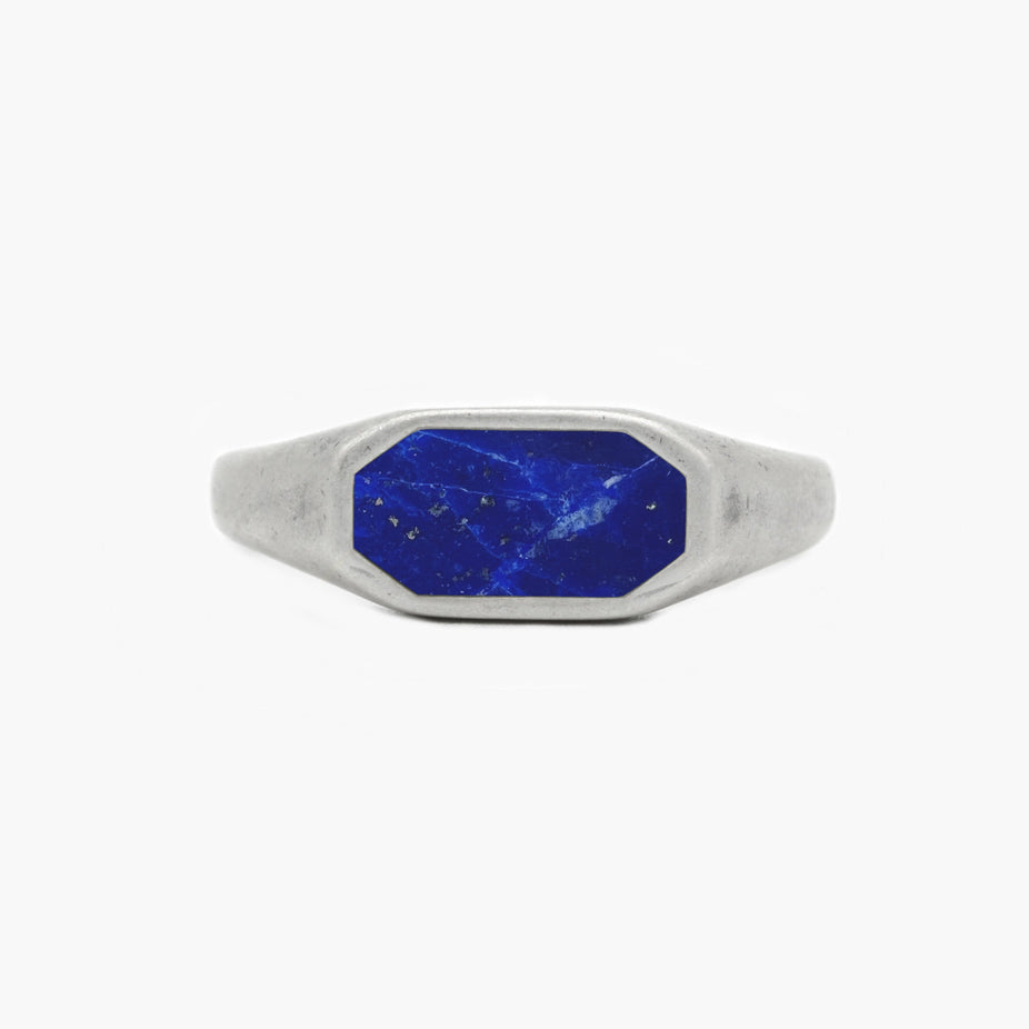 Octagon Signet Ring With Lapis Lazuli Stone-Ring-Kompsós