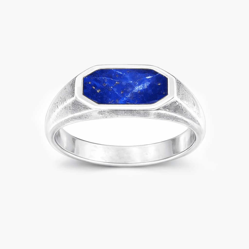 Octagon Signet Ring With Lapis Lazuli Stone-Ring-Kompsós