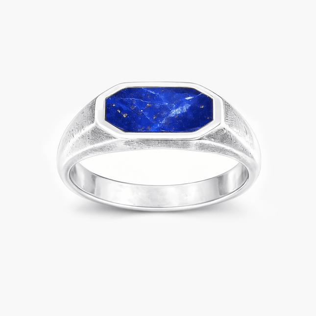 Octagon Signet Ring With Lapis Lazuli Stone-Ring-Kompsós