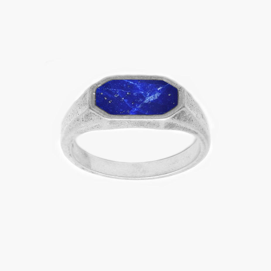 Octagon Signet Ring With Lapis Lazuli Stone-Ring-Kompsós