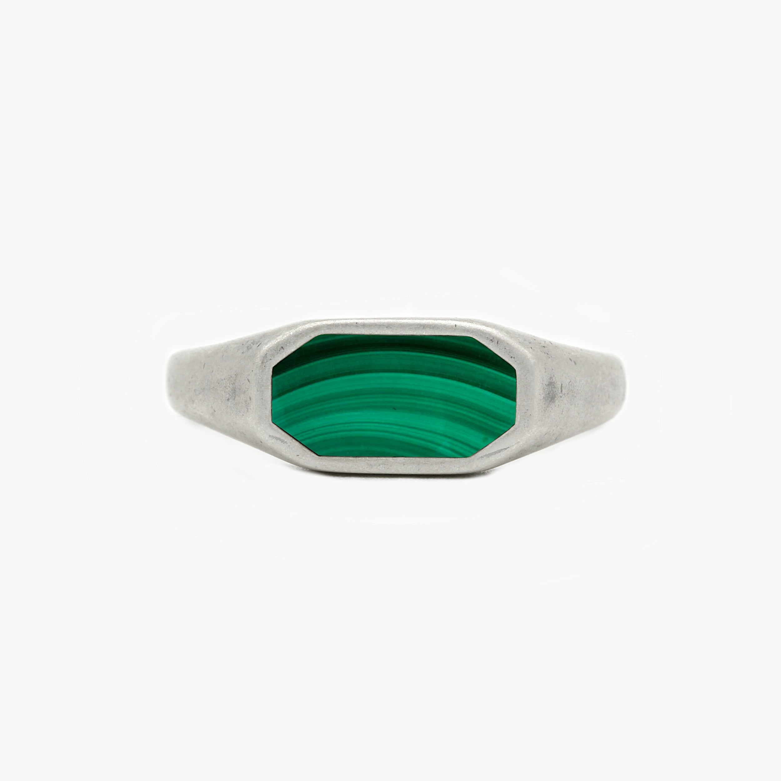 Octagon Signet Ring With Malachite Stone-Ring-Kompsós