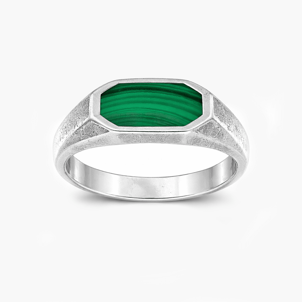 Octagon Signet Ring With Malachite Stone-Ring-Kompsós