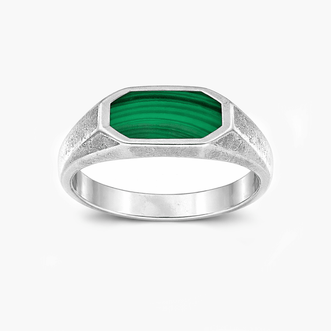 Octagon Signet Ring With Malachite Stone-Ring-Kompsós