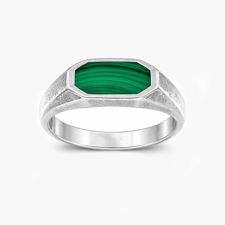 Octagon Signet Ring With Malachite Stone-Ring-Kompsós