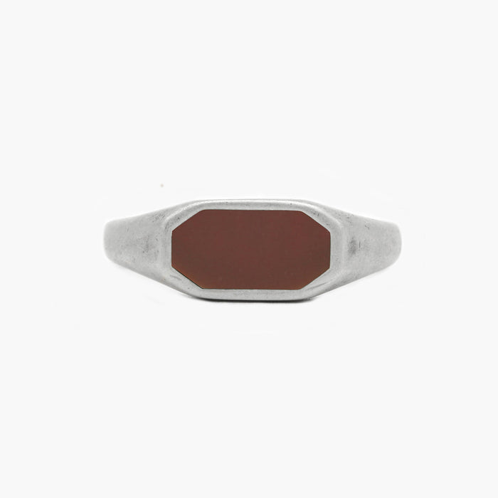 Octagon Signet Ring With Red Carnelian Stone-Ring-Kompsós