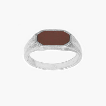 Octagon Signet Ring With Red Carnelian Stone-Ring-Kompsós