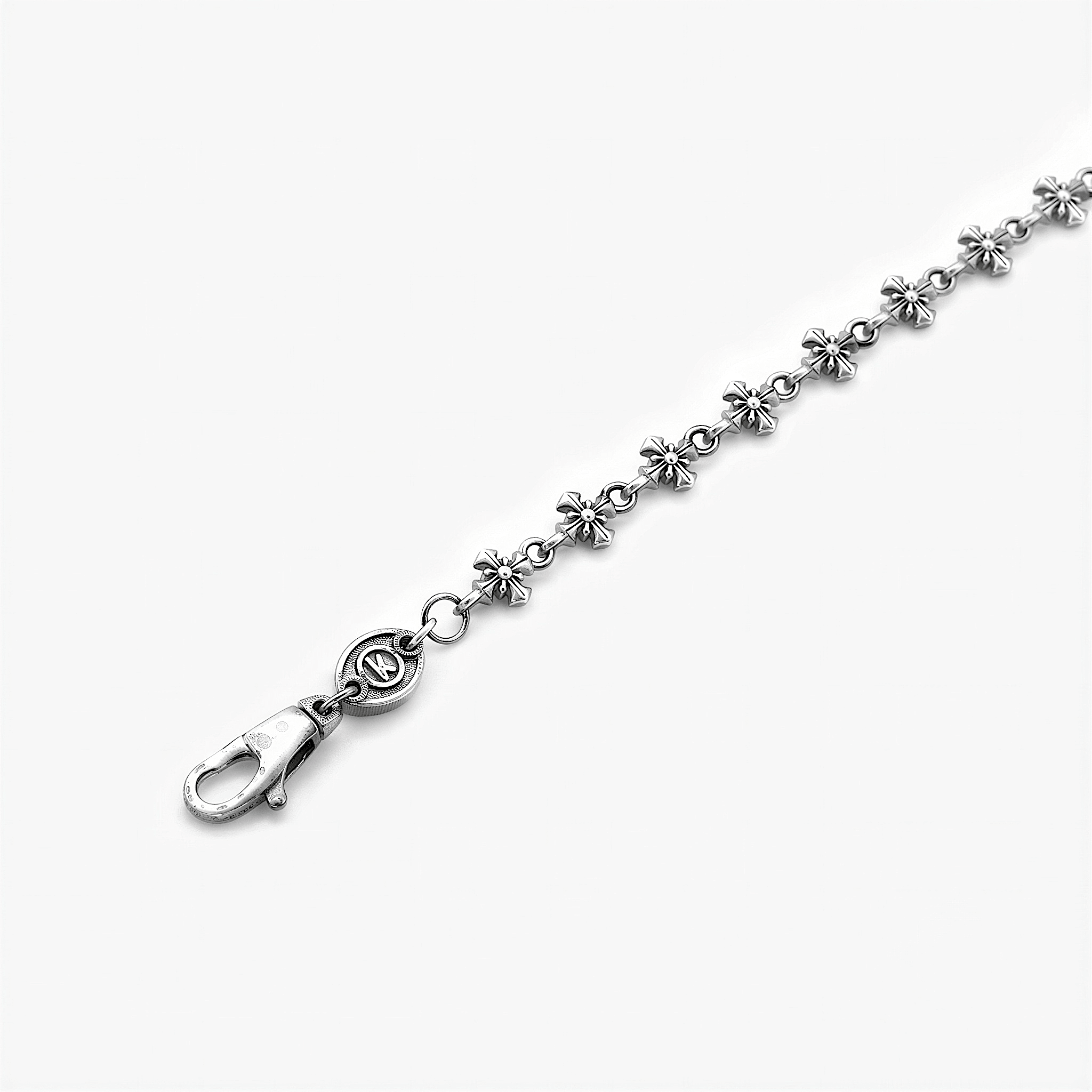Patonce Cross Sterling Silver Chain Bracelet-Bracelet-Kompsós