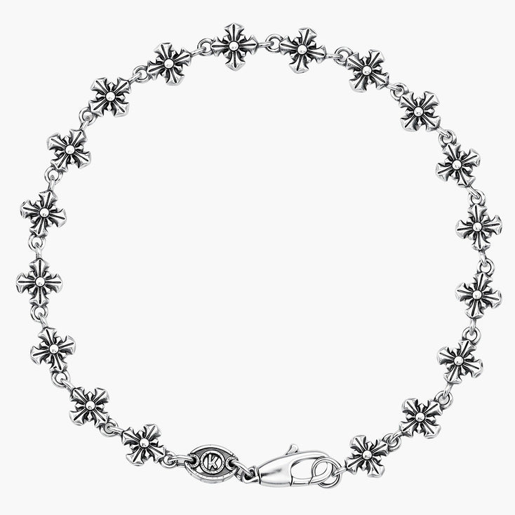 Patonce Cross Sterling Silver Chain Bracelet-Bracelet-Kompsós
