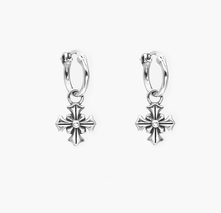 Patonce Cross Sterling Silver Earring-Earring-Kompsós