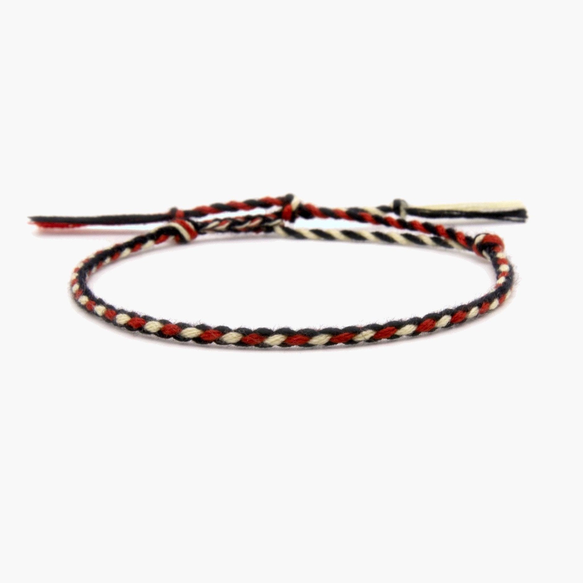 Pranayama Cotton Bracelet (Black/Red/Cream)-Kompsós