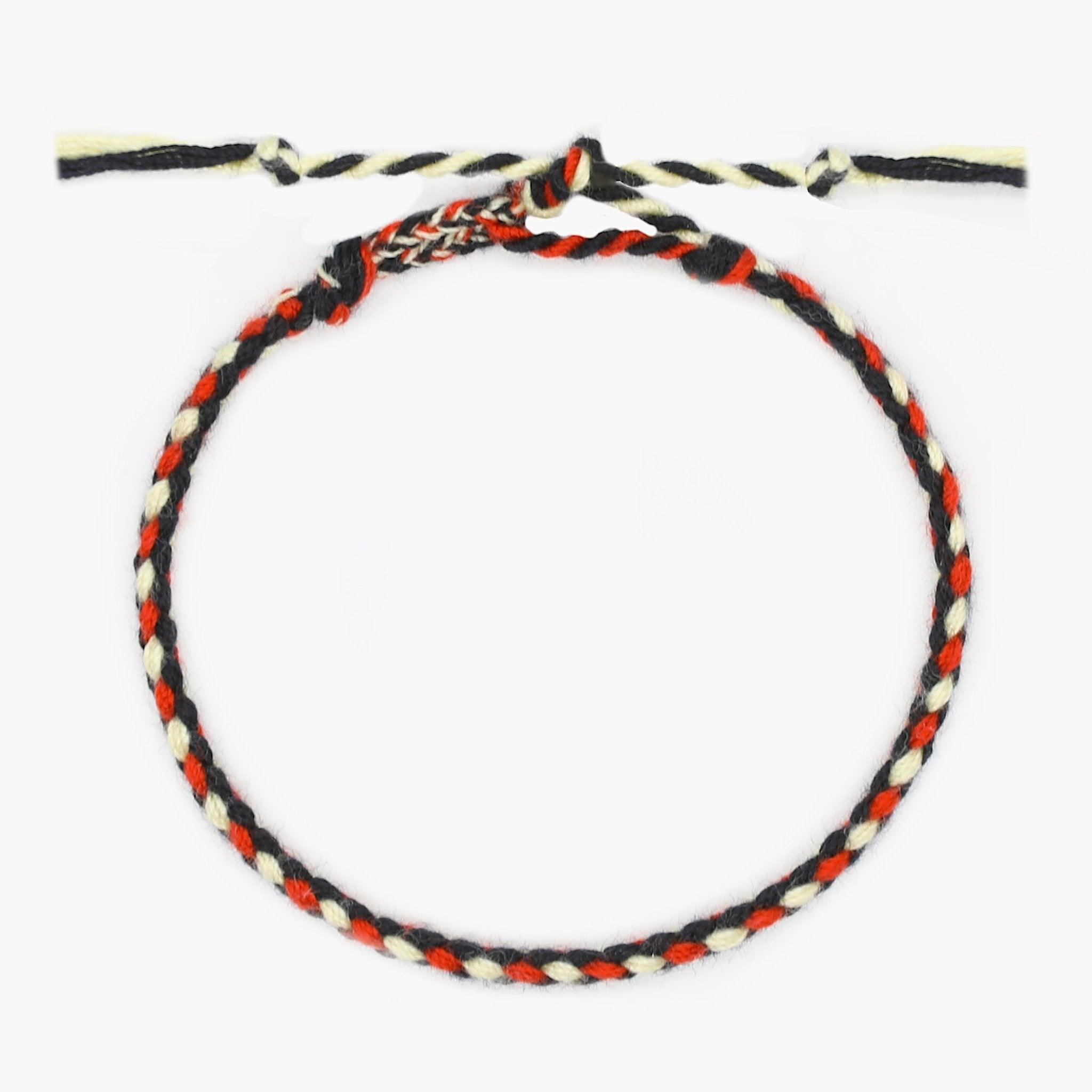 Pranayama Cotton Bracelet (Black/Red/Cream)-Kompsós