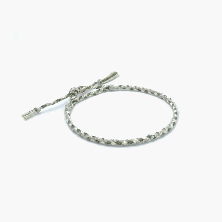 Pranayama Cotton Bracelet (Green/Cream)-Kompsós