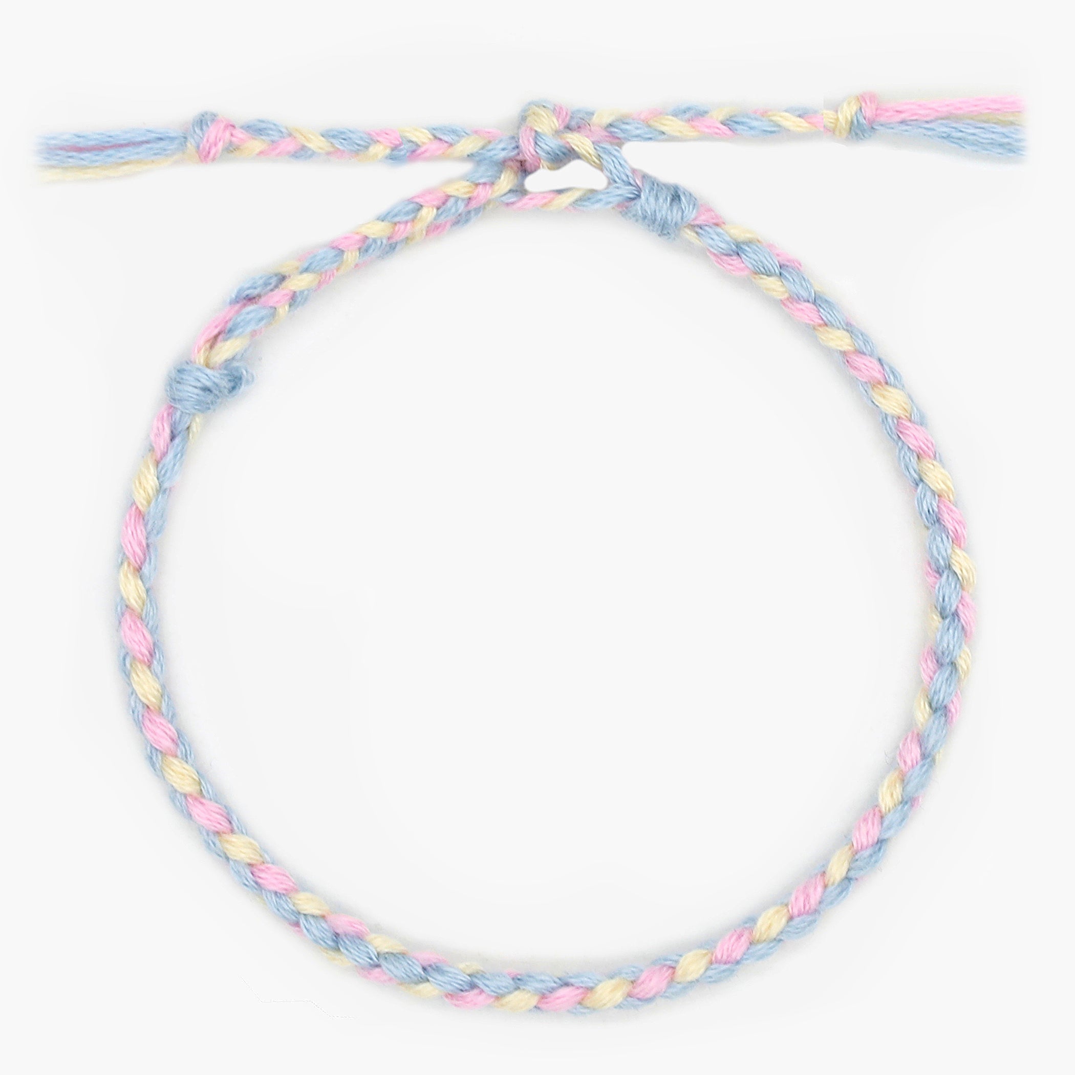 Pranayama Cotton Bracelet (Light Blue/Cream/Pink)-Kompsós