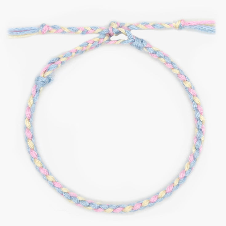 Pranayama Cotton Bracelet (Light Blue/Cream/Pink)-Bracelet-Kompsós