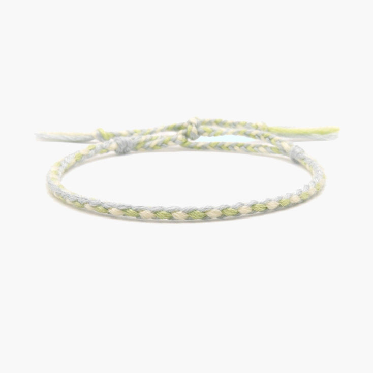 Pranayama Cotton Bracelet (Turquoise/Green/White)-Bracelet-Kompsós