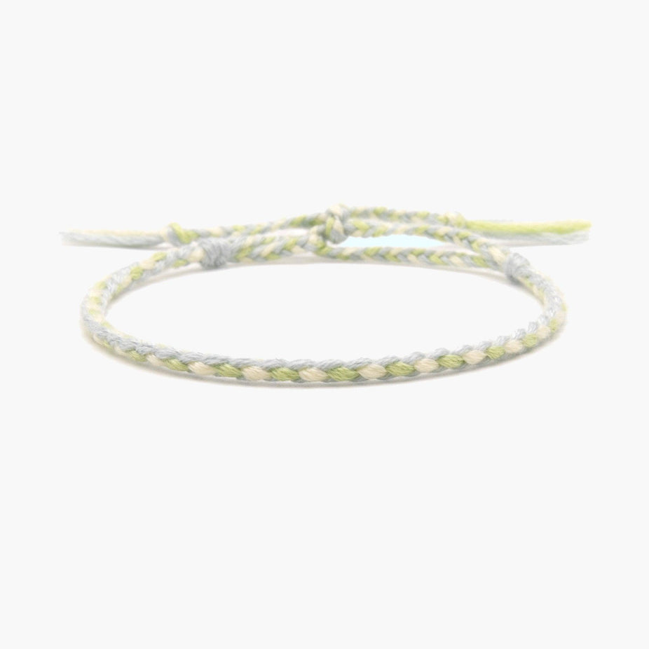 Pranayama Cotton Bracelet (Turquoise/Green/White)-Kompsós