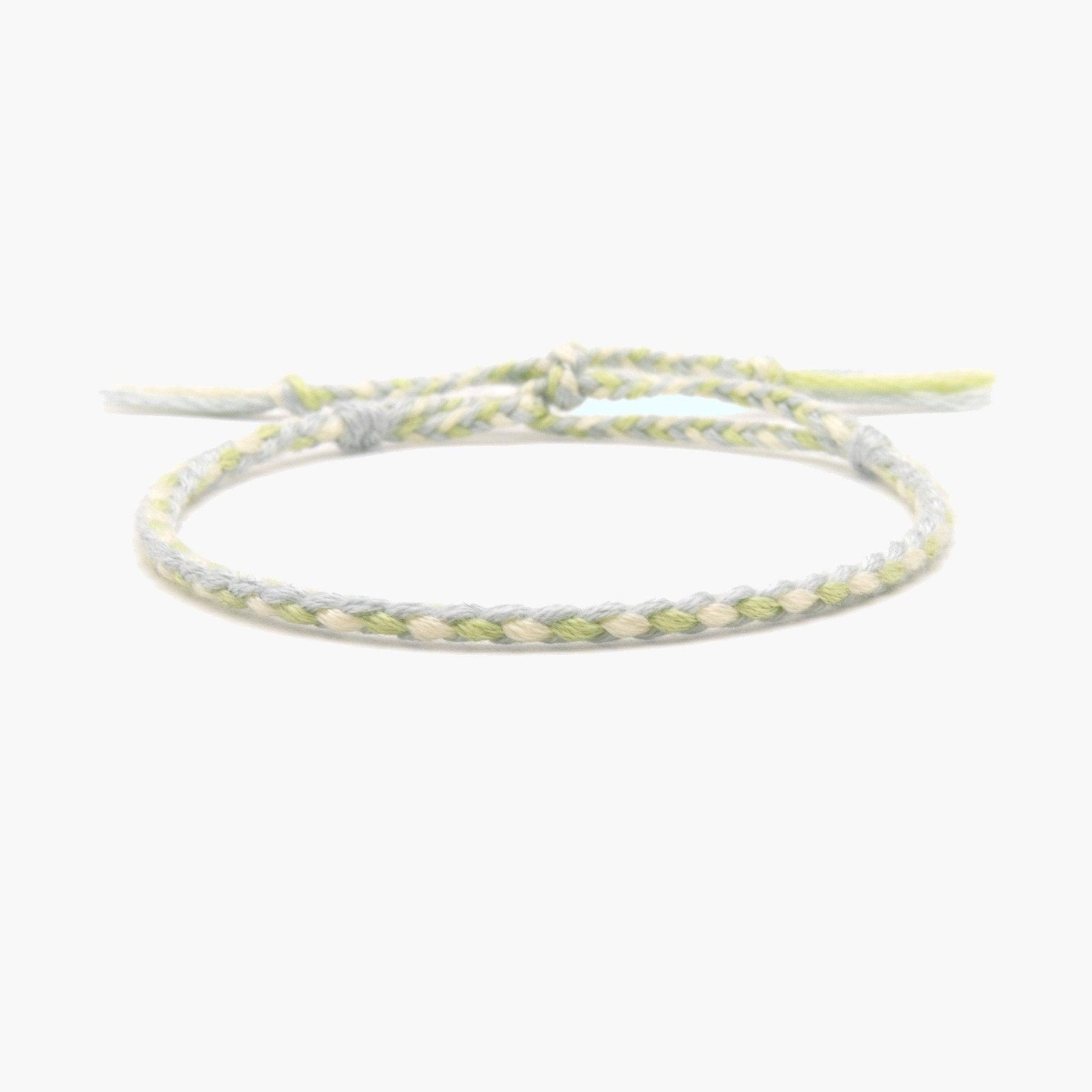Pranayama Cotton Bracelet (Turquoise/Green/White)-Kompsós