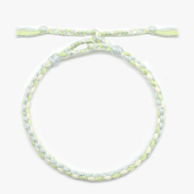Pranayama Cotton Bracelet (Turquoise/Green/White)-Bracelet-Kompsós