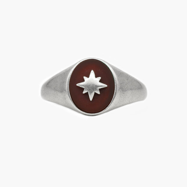 Red Carnelian "Rio" Sterling Silver Signet Ring-Ring-Kompsós