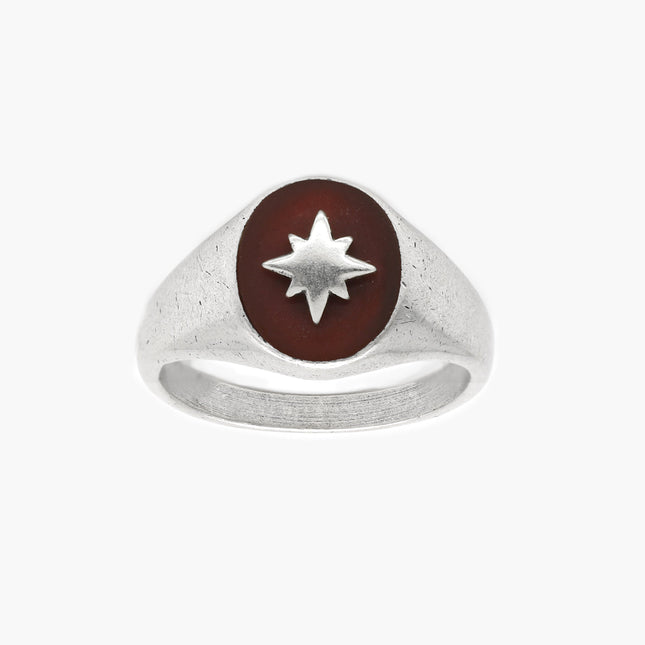 Red Carnelian "Rio" Sterling Silver Signet Ring-Ring-Kompsós