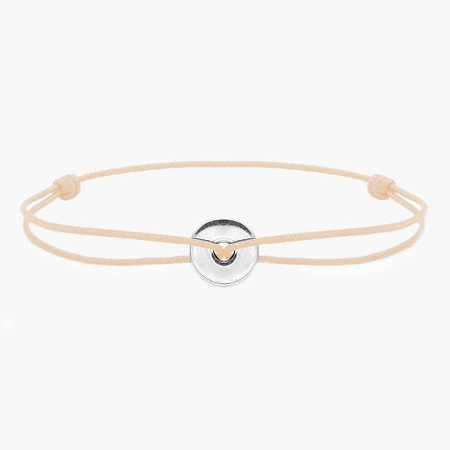 Rope Bracelet With Sterling Silver Round Button (Cream)-Jewelry-Kompsós