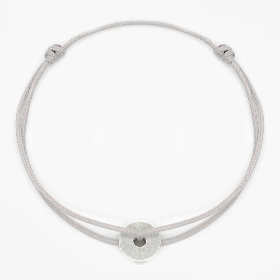 Rope Bracelet With Sterling Silver Round Button (Grey)-Jewelry-Kompsós
