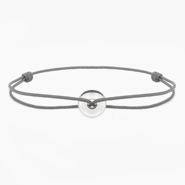 Rope Bracelet With Sterling Silver Round Button (Grey)-Jewelry-Kompsós