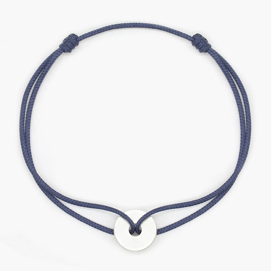 Rope Bracelet With Sterling Silver Round Button (Ocean Blue)-Jewelry-Kompsós