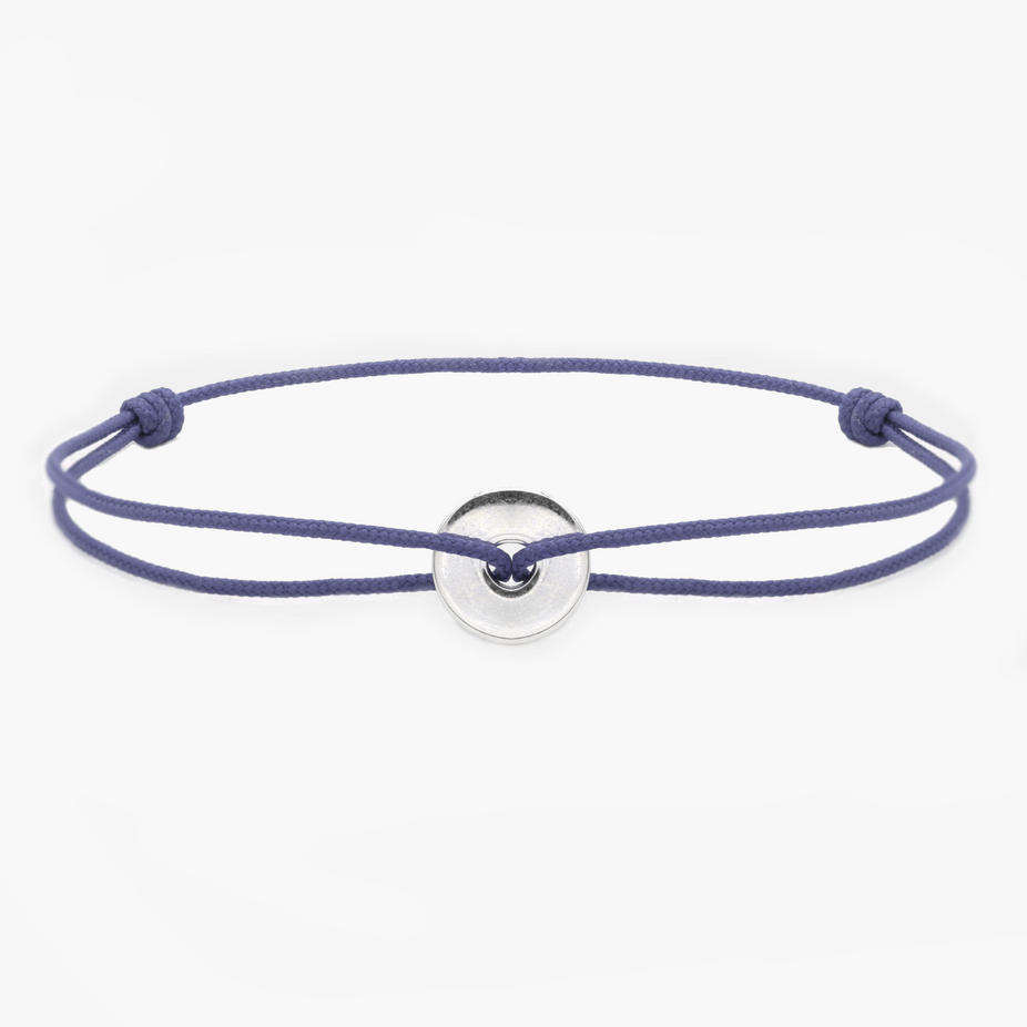 Rope Bracelet With Sterling Silver Round Button (Ocean Blue)-Jewelry-Kompsós