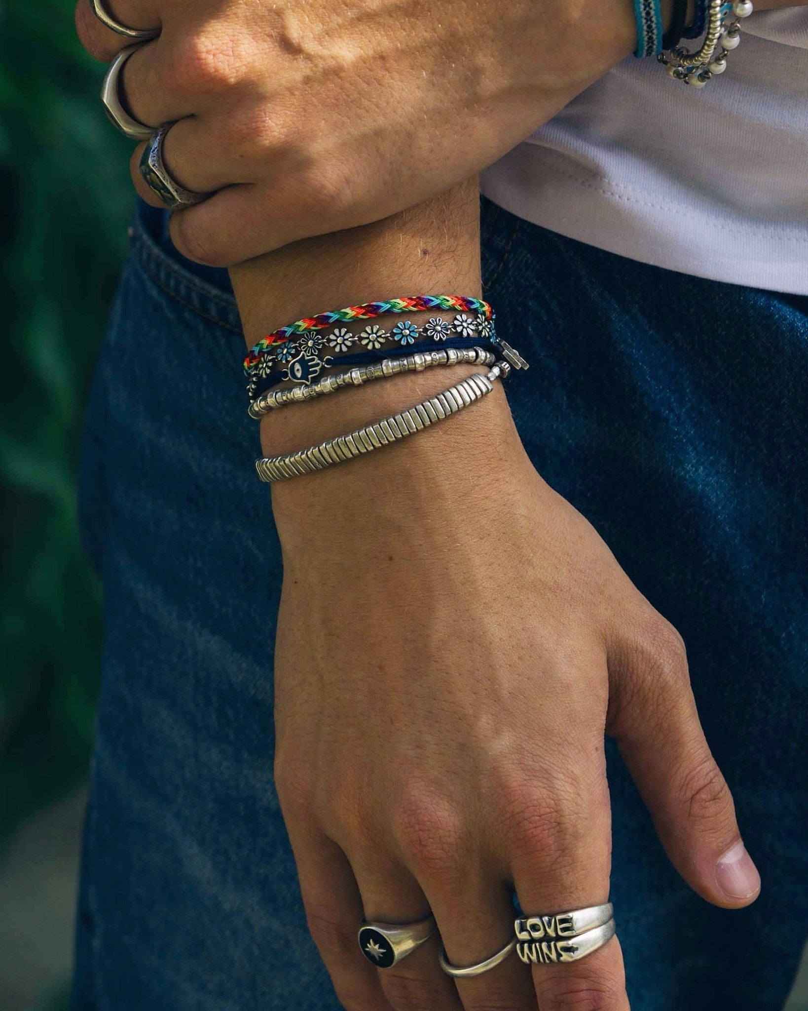 Rope Hamsa Bracelet (Black)-Bracelet-Kompsós