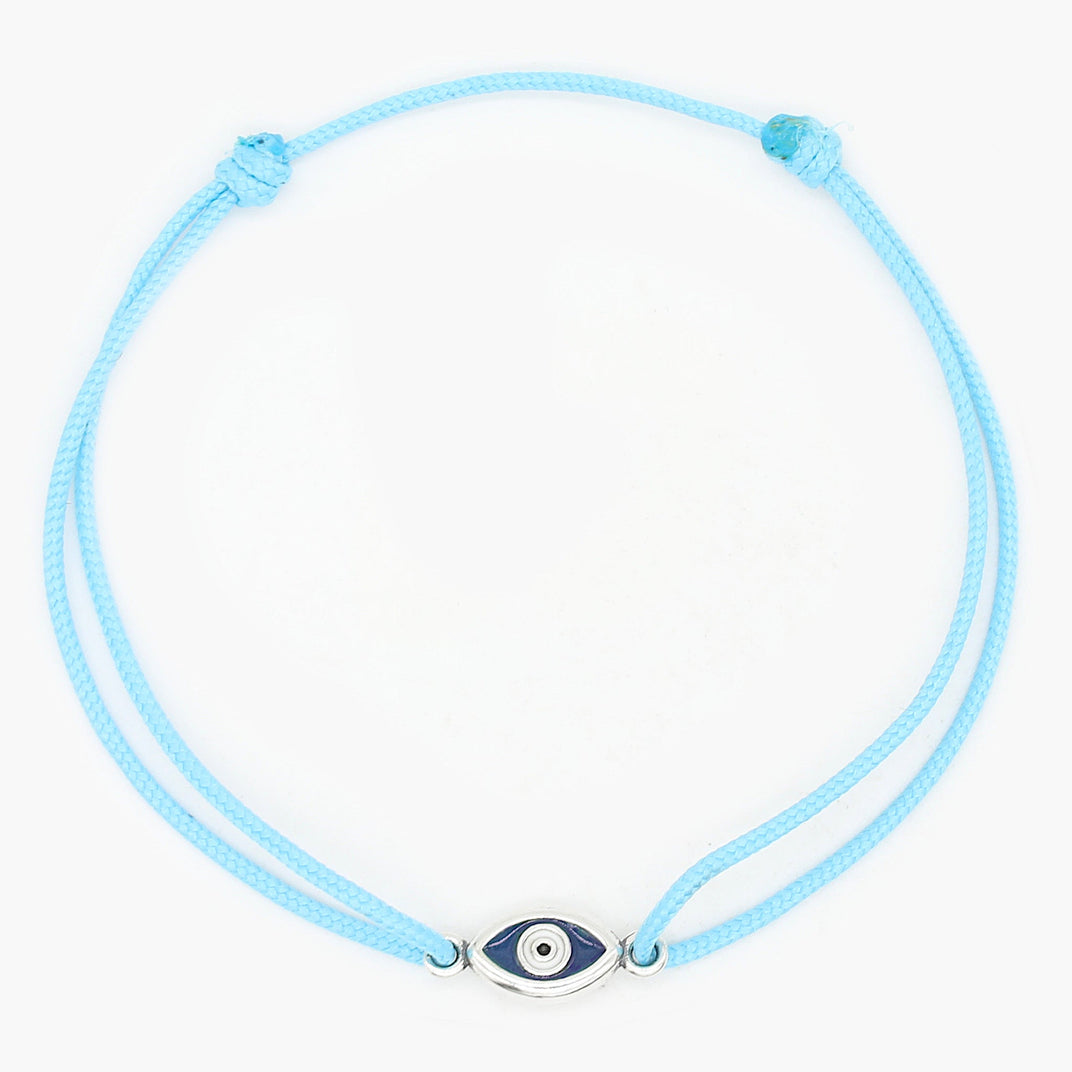 Knot Silver Beads Bracelet (Santorini Blue) - Kompsós