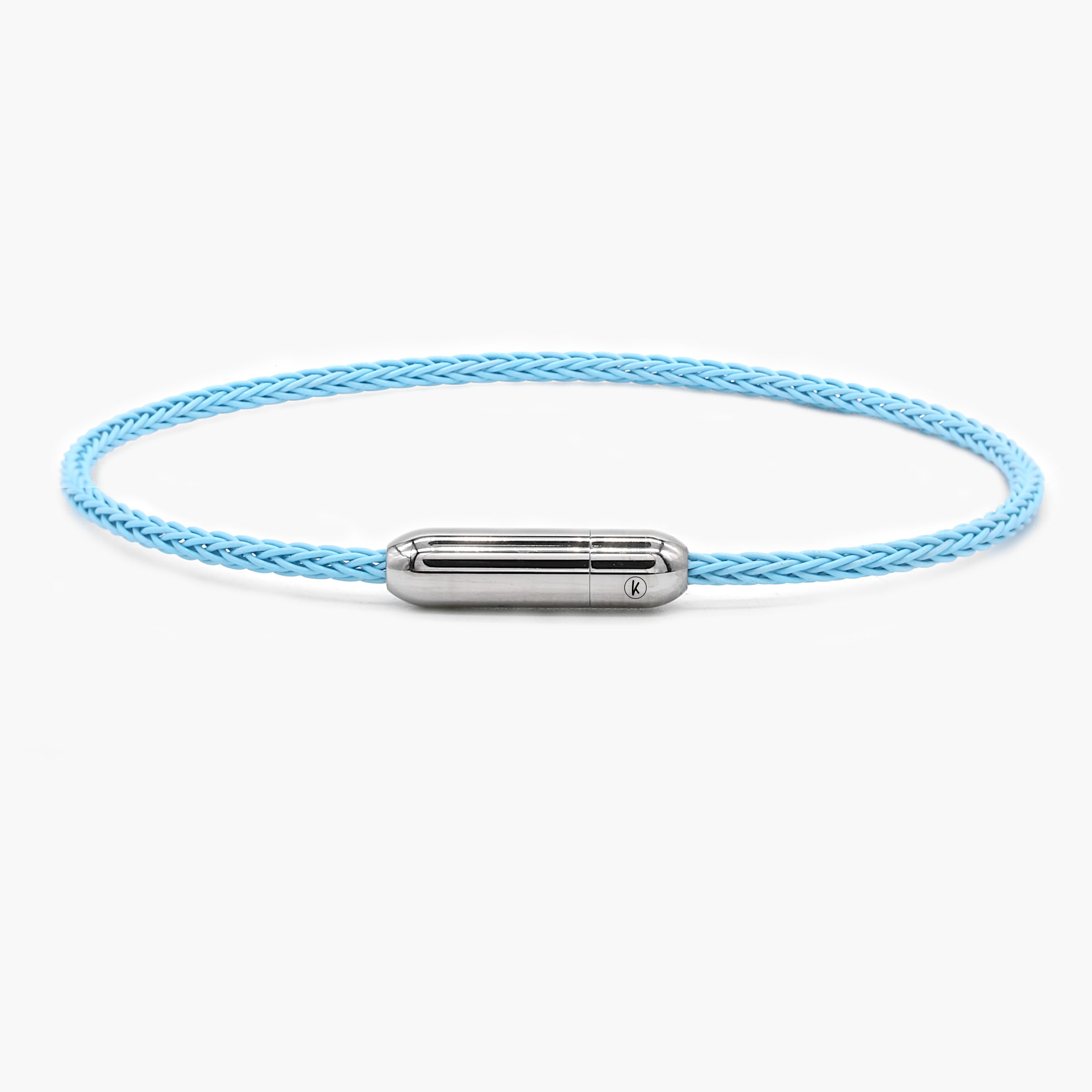 Sailing Cable Bracelet With Silver Screwing Mechanism (Light Blue)-Bracelet-Kompsós