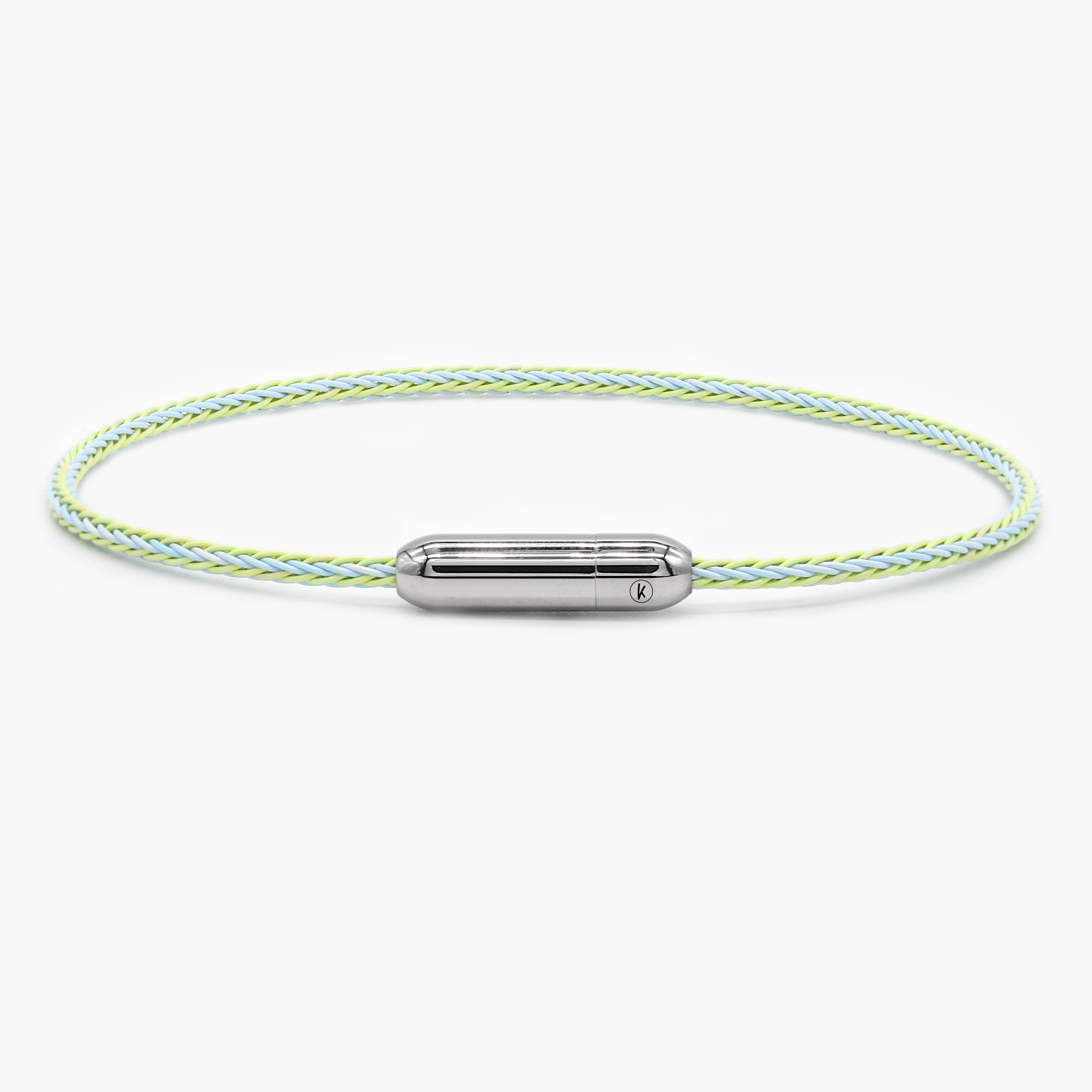 Sailing Cable Bracelet With Silver Screwing Mechanism (Light Blue/Yellow)-Bracelet-Kompsós