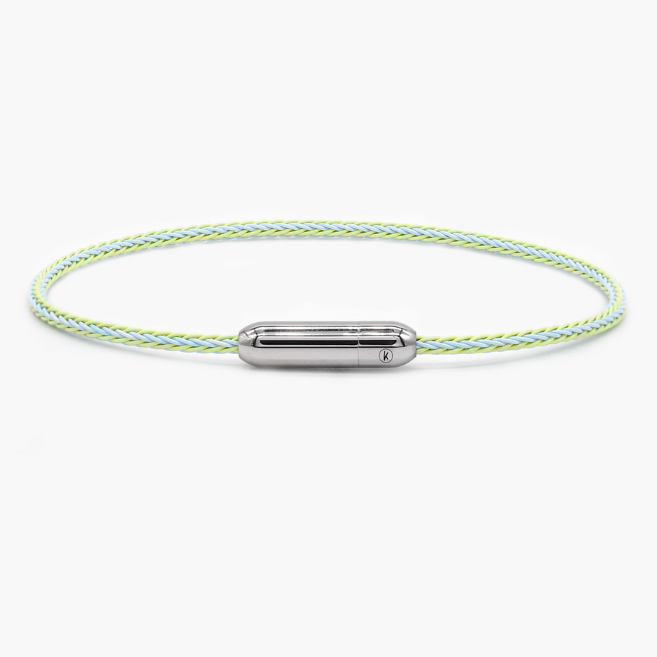 Sailing Cable Bracelet With Silver Screwing Mechanism (Light Blue/Yellow)-Bracelet-Kompsós