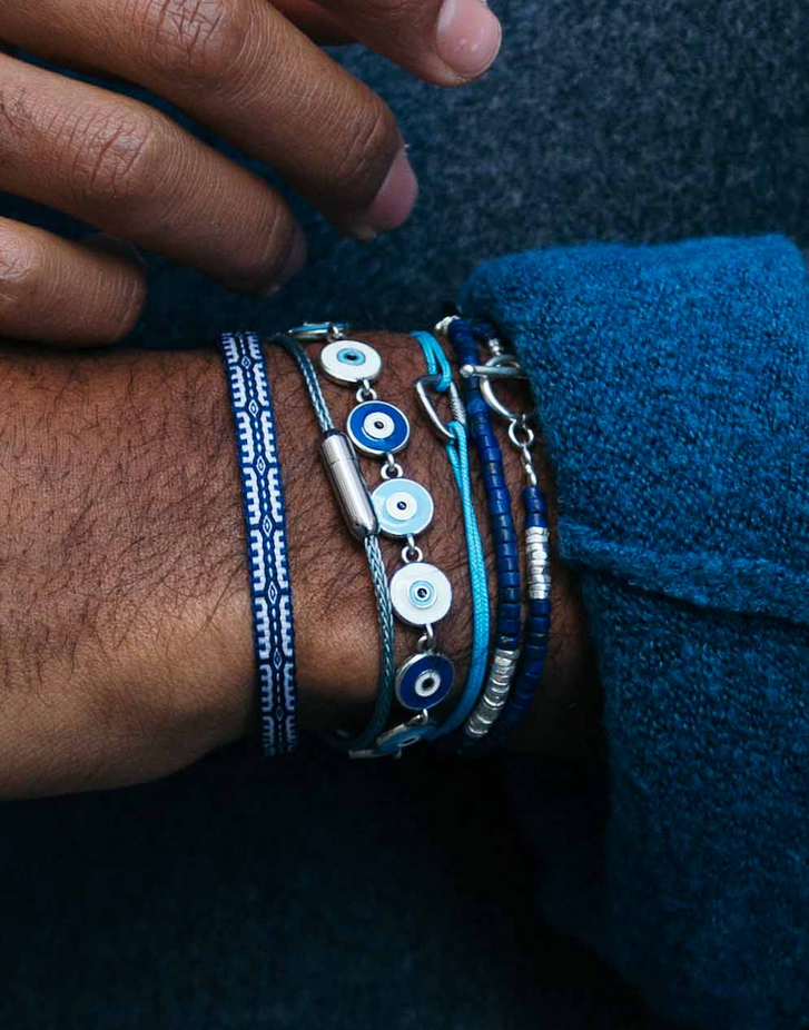 Sailing Cable Bracelet With Silver Screwing Mechanism (Multicolours)-Bracelet-Kompsós