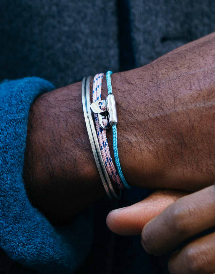 Sailing Cable Bracelet With Silver Screwing Mechanism (Red)-Bracelet-Kompsós