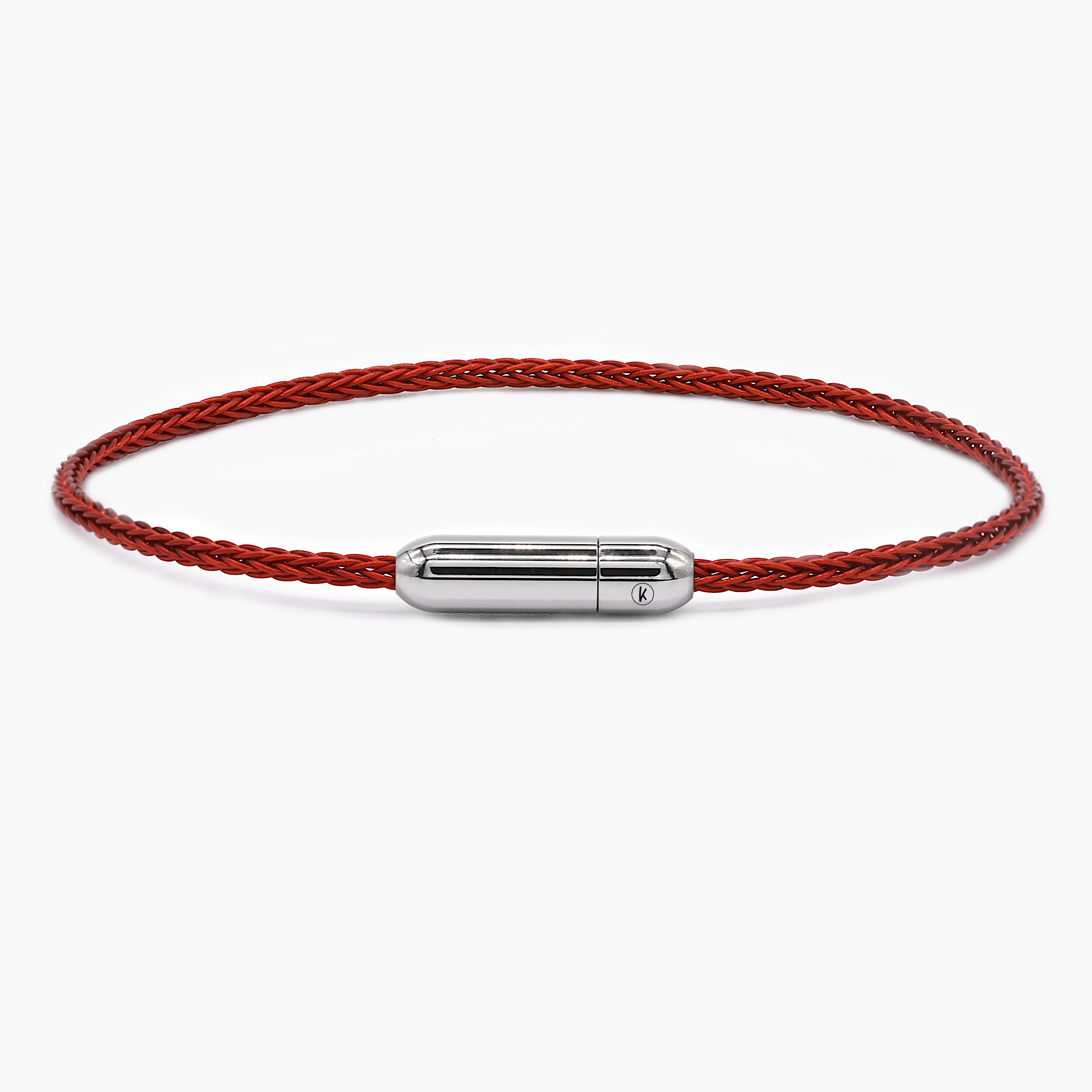 Sailing Cable Bracelet With Silver Screwing Mechanism (Red)-Bracelet-Kompsós