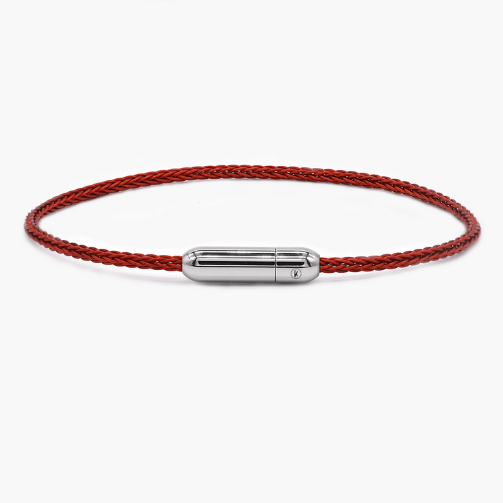Sailing Cable Bracelet With Silver Screwing Mechanism (Red)-Bracelet-Kompsós