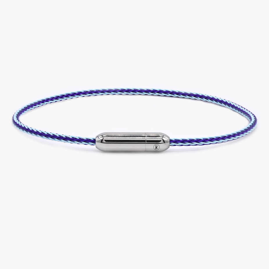 Sailing Cable Bracelet With Silver Screwing Mechanism (Shade Of Blue)-Bracelet-Kompsós