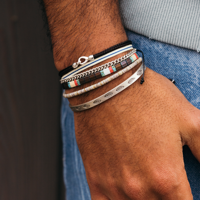 Sailing Cable "Plata" Bracelet (Black)-Bracelet-Kompsós