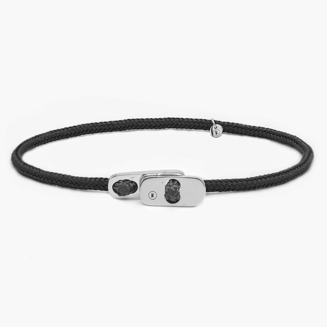 Sailing Cord Bracelet With Silver Clasp (Black)-Bracelet-Kompsós