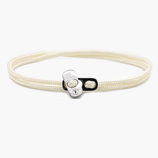 Sailing Cord Bracelet With Silver Clasp (Cream)-Bracelet-Kompsós