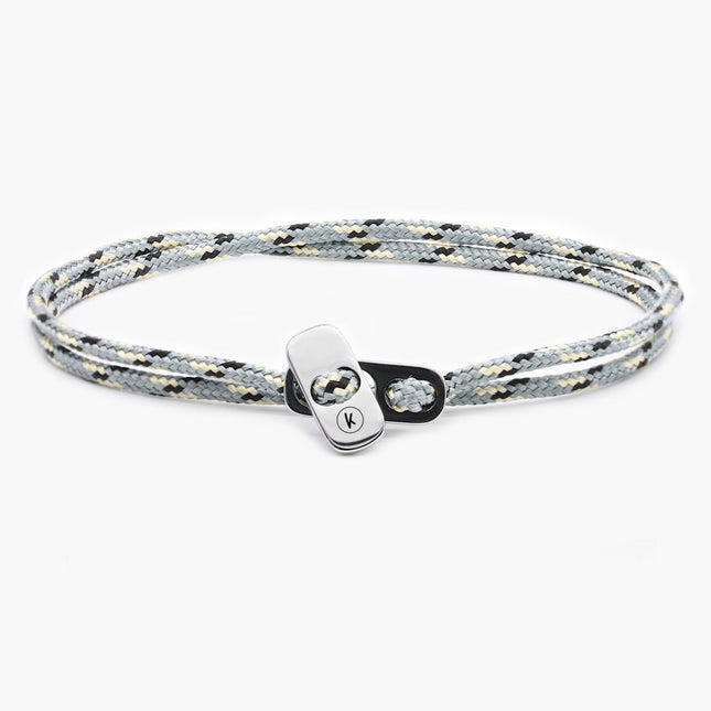 Sailing Cord Bracelet With Silver Clasp (Grey/Black)-Bracelet-Kompsós