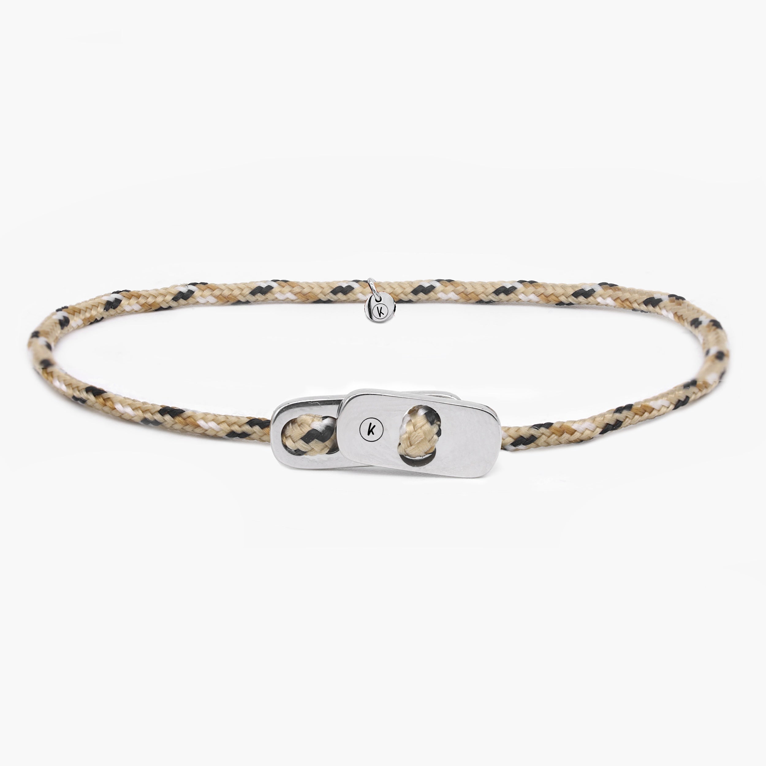 Sailing Cord Bracelet With Silver Clasp (Military Green)-Bracelet-Kompsós