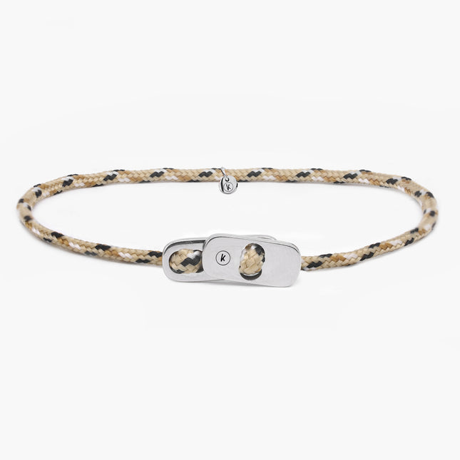 Sailing Cord Bracelet With Silver Clasp (Military Green)-Bracelet-Kompsós