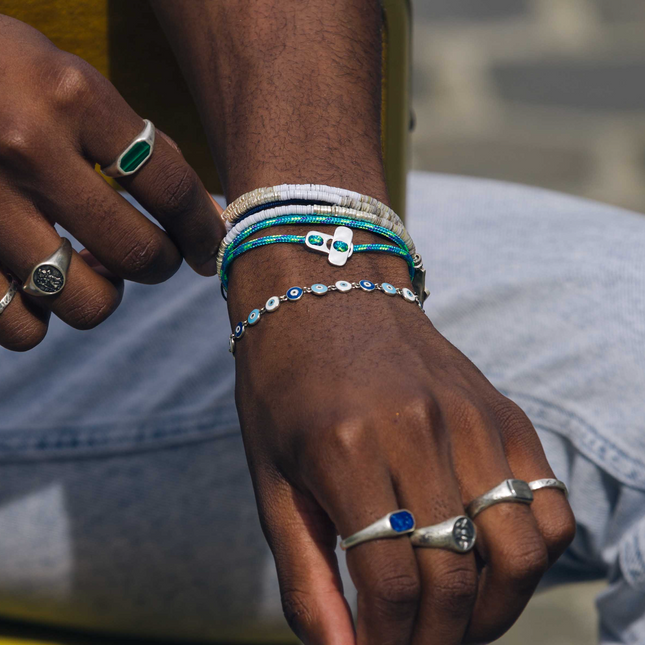 Sailing Cord Bracelet With Silver Clasp (Multicolors)-Bracelet-Kompsós