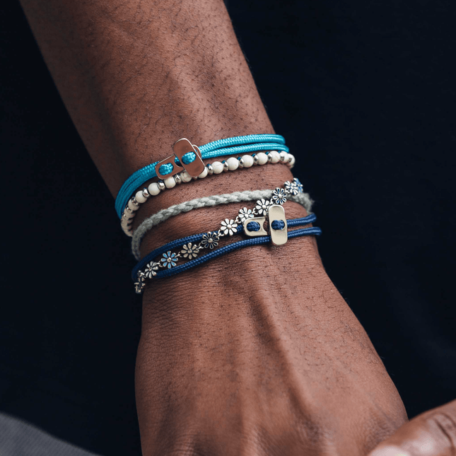 Sailing Cord Bracelet With Silver Clasp (Multicolors)-Bracelet-Kompsós