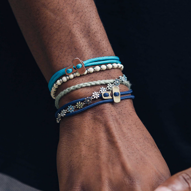 Sailing Cord Bracelet With Silver Clasp (Multicolors)-Bracelet-Kompsós