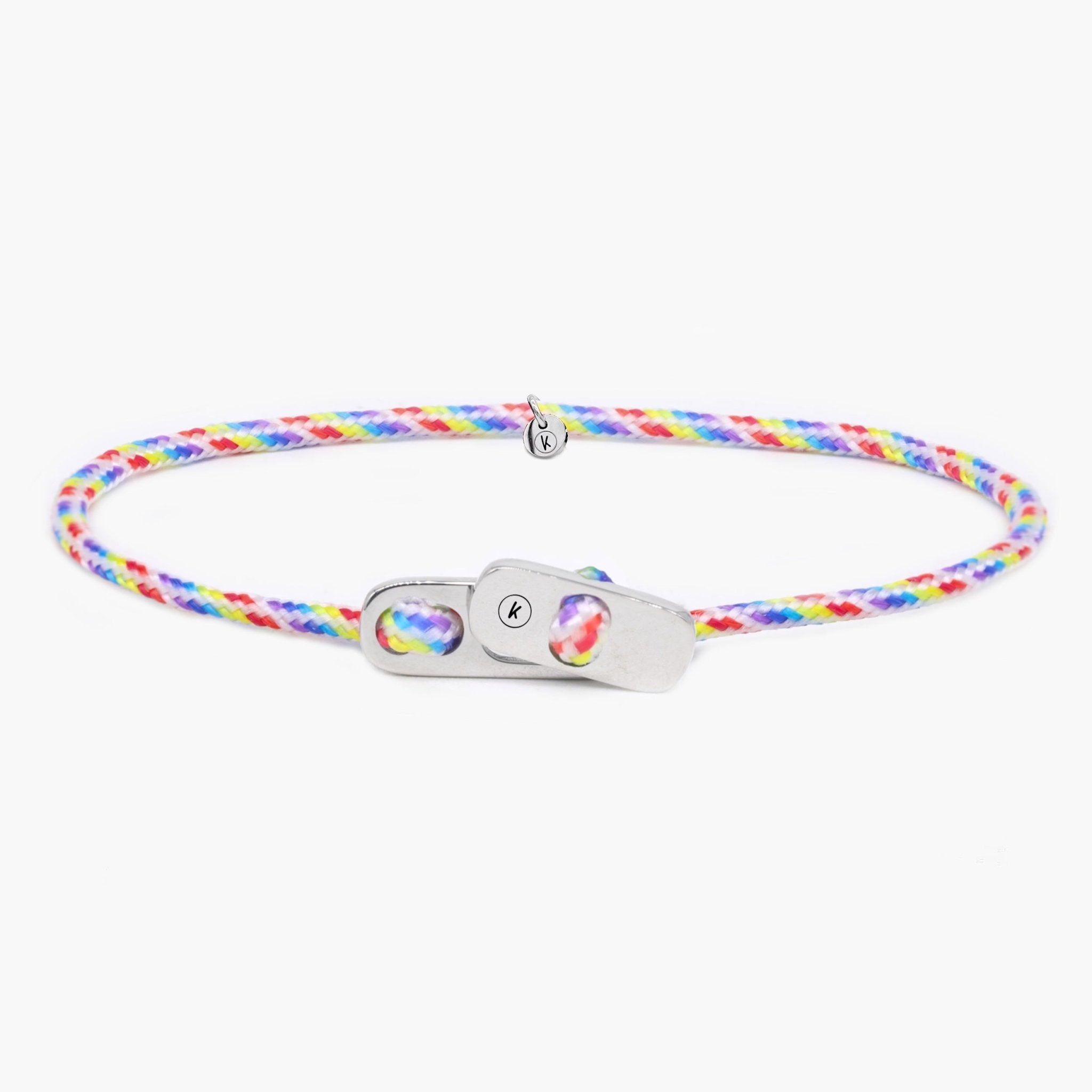 Sailing Cord Bracelet With Silver Clasp (Multicolors)-Bracelet-Kompsós