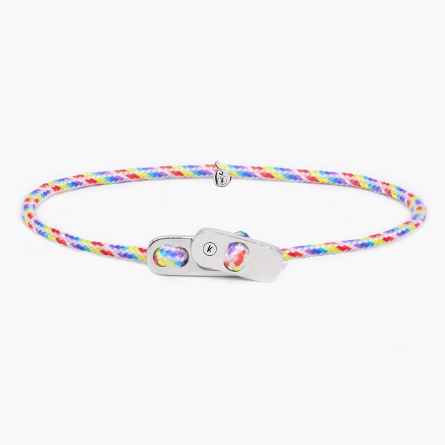 Sailing Cord Bracelet With Silver Clasp (Multicolors)-Bracelet-Kompsós